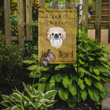 Load image into Gallery viewer, Pekingese Spoiled Dog Lives Here Garden Flag – Funny Gold Background Dog Decor BB1469GF