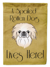 Load image into Gallery viewer, Pekingese Spoiled Dog Lives Here Garden Flag – Funny Gold Background Dog Decor BB1469GF