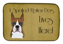 Load image into Gallery viewer, Boxer Spoiled Dog Lives Here Dish Drying Mat – Absorbent, Artistic Kitchen Essentials BB1471DDM