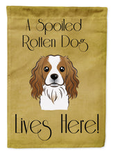 Load image into Gallery viewer, Cavalier Spaniel Spoiled Dog Lives Here Garden Flag – Funny Gold Background Dog Decor BB1472GF
