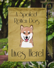Load image into Gallery viewer, Shiba Inu Spoiled Dog Lives Here Garden Flag – Funny Gold Background Dog Decor BB1473GF