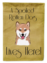 Load image into Gallery viewer, Shiba Inu Spoiled Dog Lives Here Garden Flag – Funny Gold Background Dog Decor BB1473GF