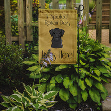 Load image into Gallery viewer, Black Labrador Spoiled Dog Lives Here Garden Flag – Funny Gold Background Dog Decor BB1483GF