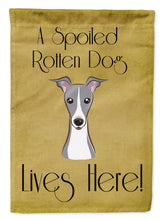 Load image into Gallery viewer, Italian Greyhound Spoiled Dog Lives Here Garden Flag – Funny Gold Background Dog Decor BB1484GF