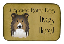 Load image into Gallery viewer, Sheltie Spoiled Dog Lives Here Dish Drying Mat – Absorbent, Artistic Kitchen Essentials BB1490DDM