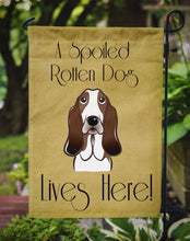 Load image into Gallery viewer, Basset Hound Spoiled Dog Lives Here Garden Flag – Funny Gold Background Dog Decor BB1491GF