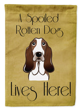 Load image into Gallery viewer, Basset Hound Spoiled Dog Lives Here Garden Flag – Funny Gold Background Dog Decor BB1491GF
