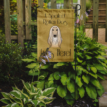 Load image into Gallery viewer, Afghan Hound Spoiled Dog Lives Here Garden Flag – Funny Gold Background Dog Decor BB1492GF