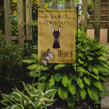 Load image into Gallery viewer, Doberman Spoiled Dog Lives Here Garden Flag – Funny Gold Background Dog Decor BB1493GF