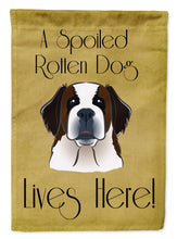 Load image into Gallery viewer, Saint Bernard Spoiled Dog Lives Here Garden Flag – Funny Gold Background Dog Decor BB1494GF