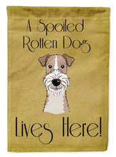 Load image into Gallery viewer, Wire Haired Fox Terrier Spoiled Dog Lives Here Garden Flag – Funny Gold Background Dog Decor BB1495GF
