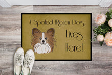 Load image into Gallery viewer, Papillon Spoiled Dog Lives Here Doormat - 24x36 Decorative Floor Mat – Indoor/Outdoor Rug with Artistic Flair BB1496JMAT