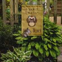 Load image into Gallery viewer, Chocolate Brown Shih Tzu Spoiled Dog Lives Here Garden Flag – Funny Gold Background Dog Decor BB1497GF