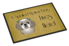 Load image into Gallery viewer, Gray Silver Shih Tzu Spoiled Dog Lives Here Doormat - 24x36 Decorative Floor Mat – Indoor/Outdoor Rug with Artistic Flair BB1498JMAT