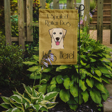 Load image into Gallery viewer, Golden Retriever Spoiled Dog Lives Here Garden Flag – Funny Gold Background Dog Decor BB1500GF