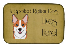 Load image into Gallery viewer, Red Corgi Spoiled Dog Lives Here Dish Drying Mat – Absorbent, Artistic Kitchen Essentials BB1502DDM