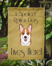 Load image into Gallery viewer, Red Corgi Spoiled Dog Lives Here Garden Flag – Funny Gold Background Dog Decor BB1502GF