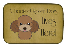 Load image into Gallery viewer, Chocolate Brown Poodle Spoiled Dog Lives Here Dish Drying Mat – Absorbent, Artistic Kitchen Essentials BB1504DDM