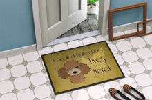 Load image into Gallery viewer, Chocolate Brown Poodle Spoiled Dog Lives Here Doormat - 24x36 Decorative Floor Mat – Indoor/Outdoor Rug with Artistic Flair BB1504JMAT