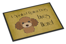 Load image into Gallery viewer, Chocolate Brown Poodle Spoiled Dog Lives Here Doormat - 24x36 Decorative Floor Mat – Indoor/Outdoor Rug with Artistic Flair BB1504JMAT