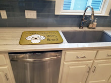 Load image into Gallery viewer, White Poodle Spoiled Dog Lives Here Dish Drying Mat – Absorbent, Artistic Kitchen Essentials BB1505DDM