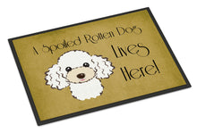Load image into Gallery viewer, White Poodle Spoiled Dog Lives Here Doormat - 24x36 Decorative Floor Mat – Indoor/Outdoor Rug with Artistic Flair BB1505JMAT