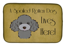 Load image into Gallery viewer, Silver Gray Poodle Spoiled Dog Lives Here Dish Drying Mat – Absorbent, Artistic Kitchen Essentials BB1507DDM
