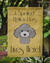 Load image into Gallery viewer, Silver Gray Poodle Spoiled Dog Lives Here Garden Flag – Funny Gold Background Dog Decor BB1507GF