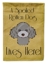 Load image into Gallery viewer, Silver Gray Poodle Spoiled Dog Lives Here Garden Flag – Funny Gold Background Dog Decor BB1507GF