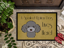 Load image into Gallery viewer, Silver Gray Poodle Spoiled Dog Lives Here Doormat - 24x36 Decorative Floor Mat – Indoor/Outdoor Rug with Artistic Flair BB1507JMAT