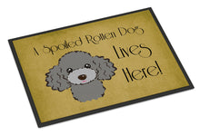 Load image into Gallery viewer, Silver Gray Poodle Spoiled Dog Lives Here Doormat - 24x36 Decorative Floor Mat – Indoor/Outdoor Rug with Artistic Flair BB1507JMAT