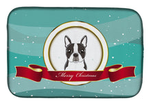 Load image into Gallery viewer, Boston Terrier Merry Christmas Dish Drying Mat – Absorbent, Artistic Kitchen Essentials BB1513DDM