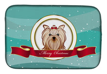 Load image into Gallery viewer, Yorkie Yorkishire Terrier Merry Christmas Dish Drying Mat – Absorbent, Artistic Kitchen Essentials BB1514DDM