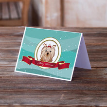 Load image into Gallery viewer, Yorkie Yorkishire Terrier Merry Christmas Greeting Cards -  Blank Note Cards – 8-Pack of Artist-Designed Cards with Envelopes