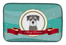 Load image into Gallery viewer, Schnauzer Merry Christmas Dish Drying Mat – Absorbent, Artistic Kitchen Essentials BB1516DDM