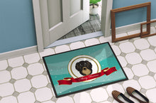 Load image into Gallery viewer, Longhair Black and Tan Dachshund Merry Christmas Doormat - 24x36 Decorative Floor Mat – Indoor/Outdoor Rug with Artistic Flair BB1523JMAT