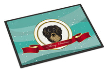 Load image into Gallery viewer, Longhair Black and Tan Dachshund Merry Christmas Doormat - 24x36 Decorative Floor Mat – Indoor/Outdoor Rug with Artistic Flair BB1523JMAT
