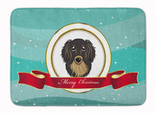 Load image into Gallery viewer, Longhair Black and Tan Dachshund Merry Christmas Machine Washable Memory Foam Mat BB1523RUG