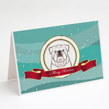 Load image into Gallery viewer, White English Bulldog  Merry Christmas Greeting Cards -  Blank Note Cards – 8-Pack of Artist-Designed Cards with Envelopes