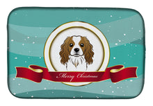 Load image into Gallery viewer, Cavalier Spaniel Merry Christmas Dish Drying Mat – Absorbent, Artistic Kitchen Essentials BB1534DDM