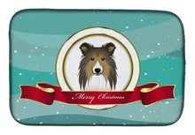 Load image into Gallery viewer, Sheltie Merry Christmas Dish Drying Mat – Absorbent, Artistic Kitchen Essentials BB1552DDM