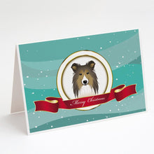Load image into Gallery viewer, Sheltie Merry Christmas Greeting Cards -  Blank Note Cards – 8-Pack of Artist-Designed Cards with Envelopes