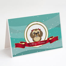 Load image into Gallery viewer, Chocolate Brown Shih Tzu Merry Christmas Greeting Cards -  Blank Note Cards – 8-Pack of Artist-Designed Cards with Envelopes
