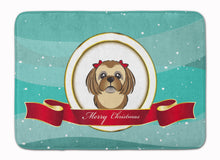Load image into Gallery viewer, Chocolate Brown Shih Tzu Merry Christmas Machine Washable Memory Foam Mat BB1559RUG