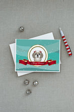 Load image into Gallery viewer, Gray Silver Shih Tzu Merry Christmas Greeting Cards -  Blank Note Cards – 8-Pack of Artist-Designed Cards with Envelopes