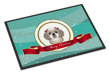 Load image into Gallery viewer, Gray Silver Shih Tzu Merry Christmas Doormat - 24x36 Decorative Floor Mat – Indoor/Outdoor Rug with Artistic Flair BB1560JMAT