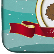 Load image into Gallery viewer, Chocolate Brown Poodle Merry Christmas Dish Drying Mat – Absorbent, Artistic Kitchen Essentials BB1566DDM