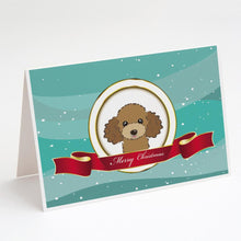 Load image into Gallery viewer, Chocolate Brown Poodle Merry Christmas Greeting Cards -  Blank Note Cards – 8-Pack of Artist-Designed Cards with Envelopes