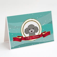 Load image into Gallery viewer, Silver Gray Poodle Merry Christmas Greeting Cards -  Blank Note Cards – 8-Pack of Artist-Designed Cards with Envelopes