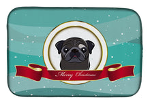 Load image into Gallery viewer, Black Pug Merry Christmas Dish Drying Mat – Absorbent, Artistic Kitchen Essentials BB1573DDM